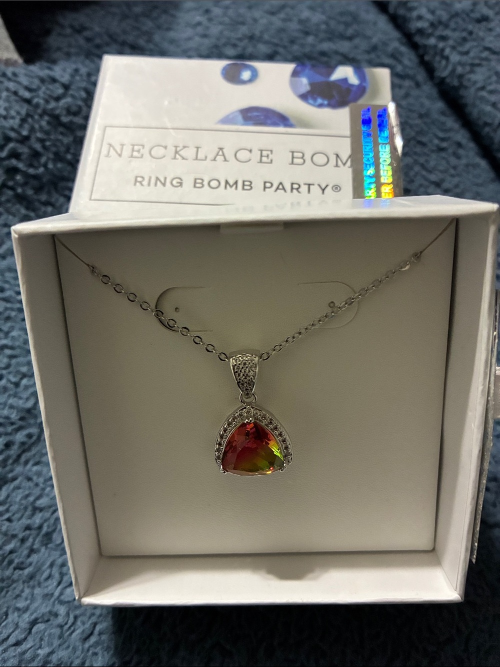 Silver Multicolor Teardrop Pendant Necklace - Color Shift